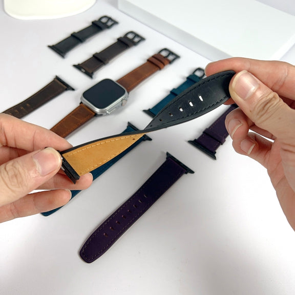 For Apple Watch 9 41mm Retro Texture Leather Watch Band(Brown)