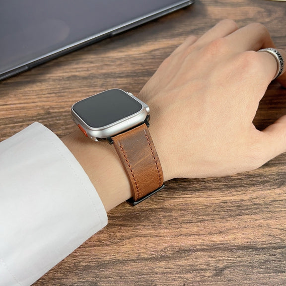 For Apple Watch SE 2023 44mm Retro Texture Leather Watch Band(Blue)