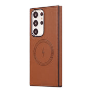 For Samsung Galaxy S22 Ultra 5G Side Leather Magsafe Phone Case(Brown)