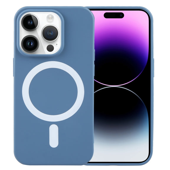 For iPhone 14 Pro MagSafe Liquid Silicone Phone Case(Blue)