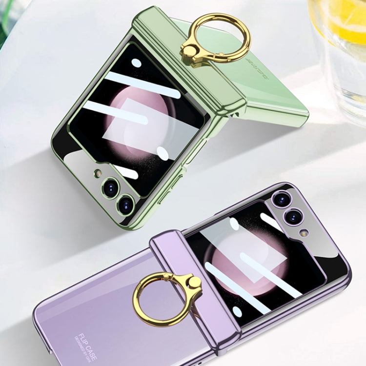 For Samsung Galaxy Z Flip5 GKK Magnetic Folding Phantom Rotary Phone Case with Ring Holder(Green)