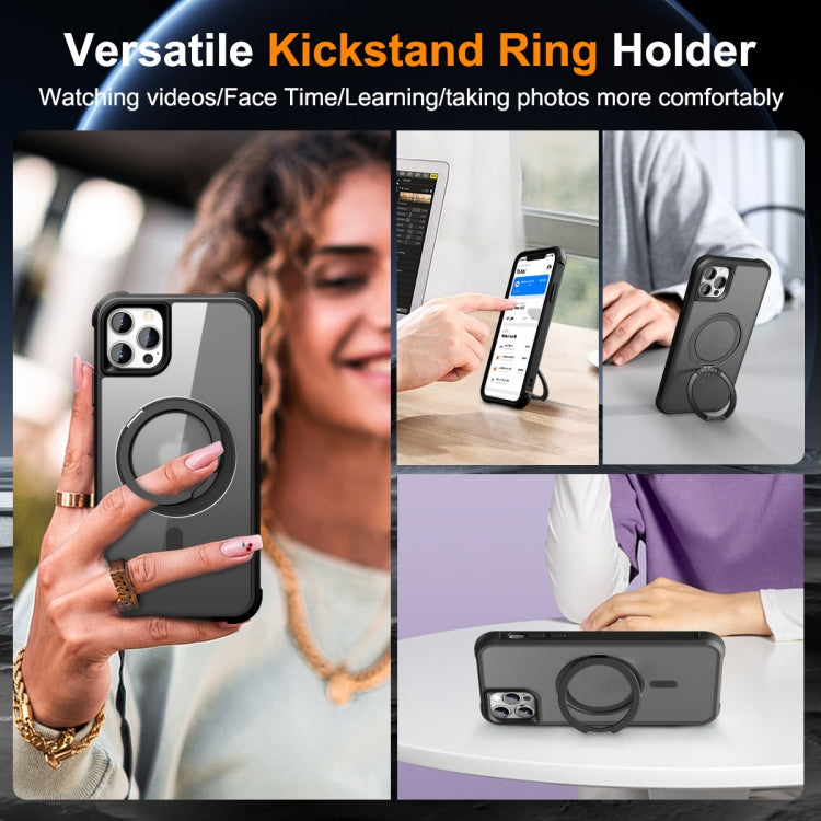 For iPhone 13 Pro Max / 12 Pro Max MagSafe Magnetic Rotating Holder Phone Case(Black)