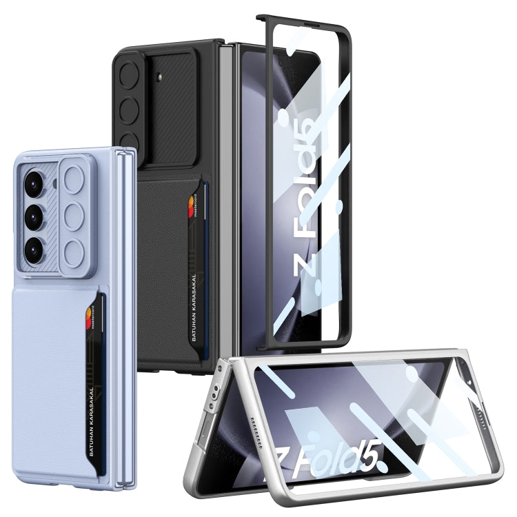 For Samsung Galaxy Z Fold5 GKK Integrated Ultra-thin Sliding Window Folding Phone Case with Card Holder(Black)