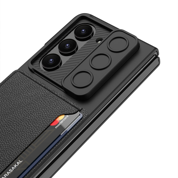 For Samsung Galaxy Z Fold5 GKK Integrated Ultra-thin Sliding Window Folding Phone Case with Card Holder(Black)