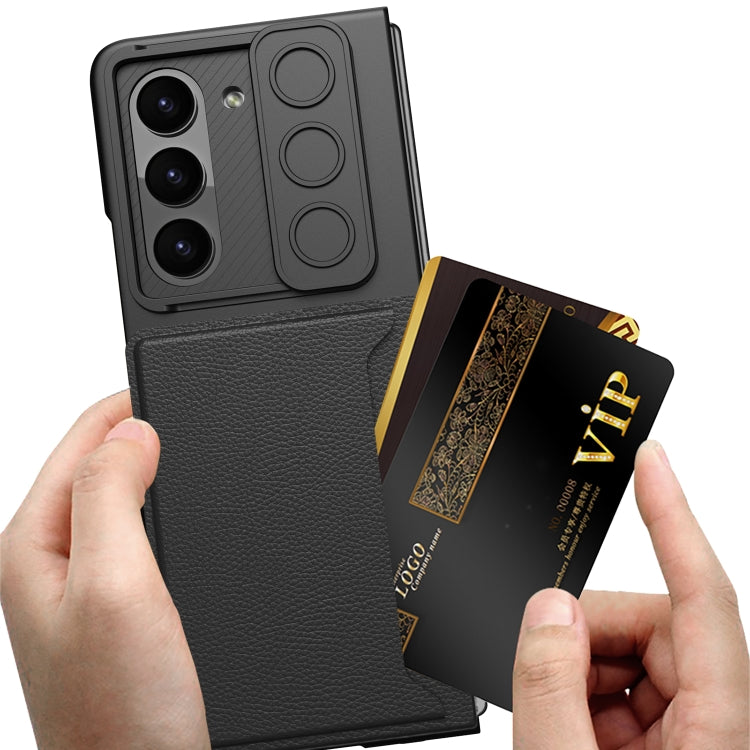 For Samsung Galaxy Z Fold5 GKK Integrated Ultra-thin Sliding Window Folding Phone Case with Card Holder(Black)