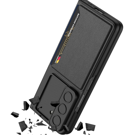 For Samsung Galaxy Z Fold5 GKK Integrated Ultra-thin Sliding Window Folding Phone Case with Card Holder(Black)