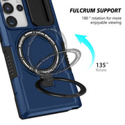 For Samsung Galaxy S23 Ultra 5G Sliding Camshield Magsafe Holder TPU Hybrid PC Phone Case(Royal Blue)