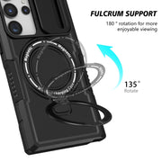 For Samsung Galaxy S23 Ultra 5G Sliding Camshield Magsafe Holder TPU Hybrid PC Phone Case(Black)
