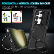 For Samsung Galaxy S23 Ultra 5G Sliding Camshield Magsafe Holder TPU Hybrid PC Phone Case(Black)