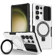 For Samsung Galaxy S23 Ultra 5G Sliding Camshield Magsafe Holder TPU Hybrid PC Phone Case(Black White) - Galaxy S23 Ultra 5G Cases by PMC TechLife | Online Shopping South Africa | PMC TechLife