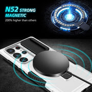 For Samsung Galaxy S23 Ultra 5G Sliding Camshield Magsafe Holder TPU Hybrid PC Phone Case(Black White)