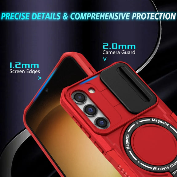 For Samsung Galaxy S23+ 5G Sliding Camshield Magsafe Holder TPU Hybrid PC Phone Case(Red)