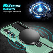 For Samsung Galaxy S23 5G Sliding Camshield Magsafe Holder TPU Hybrid PC Phone Case(Light Blue)