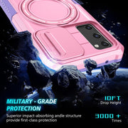 For Samsung Galaxy S20 FE Sliding Camshield Magsafe Holder TPU Hybrid PC Phone Case(Purple Pink)