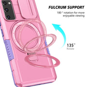 For Samsung Galaxy S20 FE Sliding Camshield Magsafe Holder TPU Hybrid PC Phone Case(Purple Pink)