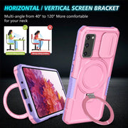 For Samsung Galaxy S20 FE Sliding Camshield Magsafe Holder TPU Hybrid PC Phone Case(Purple Pink)