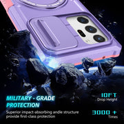 For Samsung Galaxy Note20 Ultra Sliding Camshield Magsafe Holder TPU Hybrid PC Phone Case(Pink Purple)