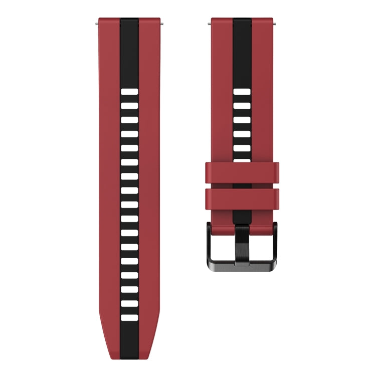 For Huawei Watch GT 3 / GT 3 Pro Vertical Two Color Silicone Watch Band(Dark Red+Black)