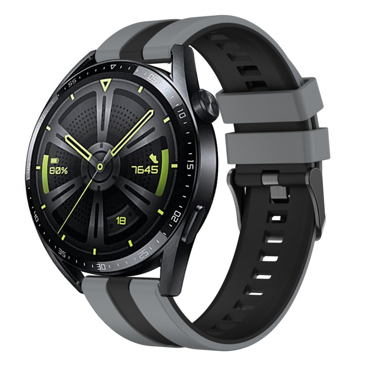 For Huawei Watch GT 3 / GT 3 Pro Vertical Two Color Silicone Watch Band(Dark Grey+Black)