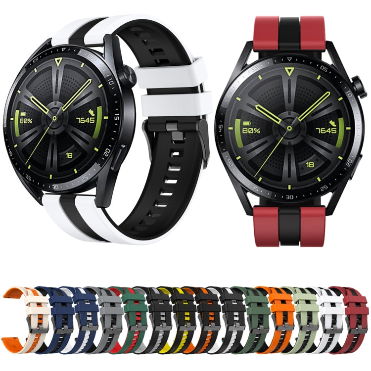 For Huawei Watch GT 3 / GT 3 Pro Vertical Two Color Silicone Watch Band(Dark Red+Black)