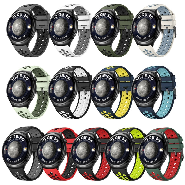 For Huawei Watch 4 Two Color Round Hole Silicone Watch Band(Black White)