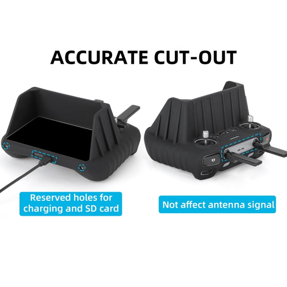 For DJI RC 2 Sunnylife Remote Control Shockproof Anti-scratch Silicone Case with Hood(Black)