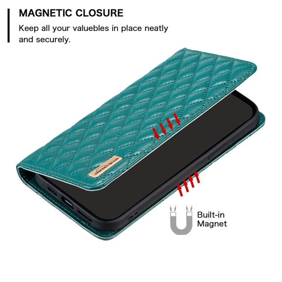 For Honor X6a Diamond Lattice Magnetic Leather Flip Phone Case(Green)
