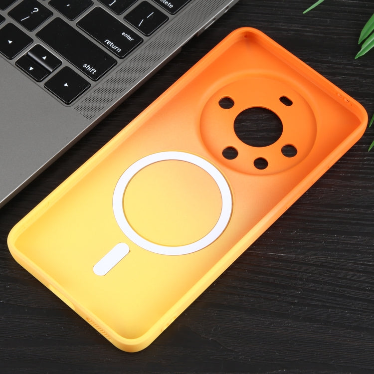 For Huawei Mate 60 Liquid TPU Silicone Gradient MagSafe Phone Case(Orange Yellow)