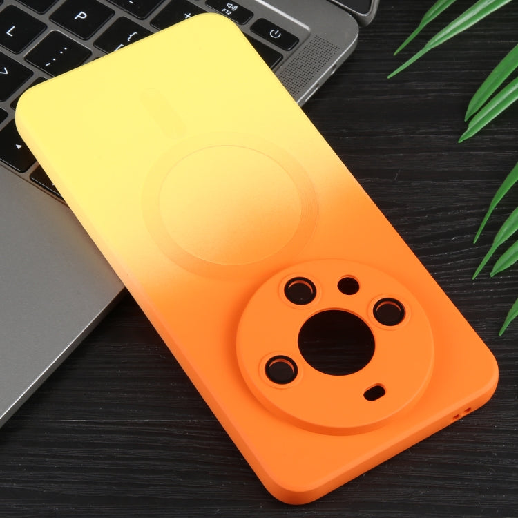 For Huawei Mate 60 Liquid TPU Silicone Gradient MagSafe Phone Case(Orange Yellow)