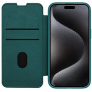 For iPhone 15 Pro NILLKIN QIN Series Pro Plain Leather Phone Case(Green)