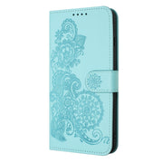 For Samsung Galaxy A24 4G Datura Flower Embossed Flip Leather Phone Case(Light blue)