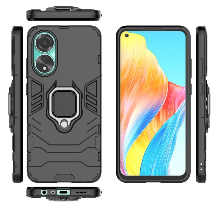 For OPPO A78 4G Shockproof PC + TPU Holder Phone Case(Black)