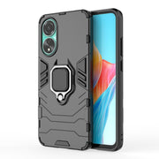 For OPPO A78 4G Shockproof PC + TPU Holder Phone Case(Black)
