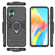 For OPPO A78 4G Shockproof PC + TPU Holder Phone Case(Black)