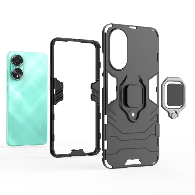 For OPPO A78 4G Shockproof PC + TPU Holder Phone Case(Black)