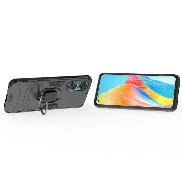 For OPPO A78 4G Shockproof PC + TPU Holder Phone Case(Black)