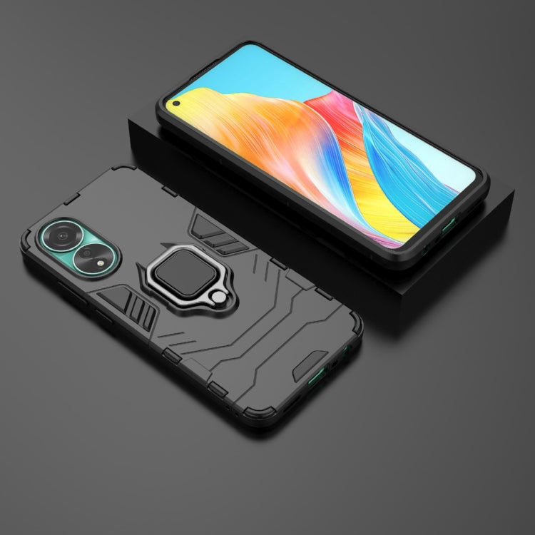 For OPPO A78 4G Shockproof PC + TPU Holder Phone Case(Black)