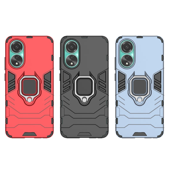 For OPPO A78 4G Shockproof PC + TPU Holder Phone Case(Black)
