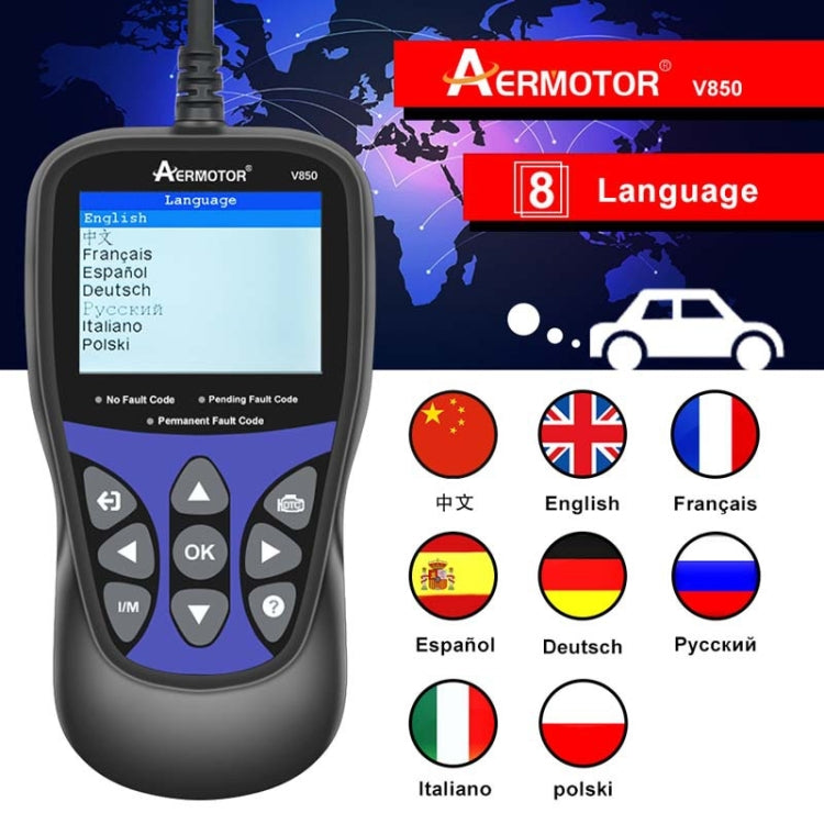 AERMOTOR V850 Car OBD2 Code Reader Diagnostic Scan Tool(Black)