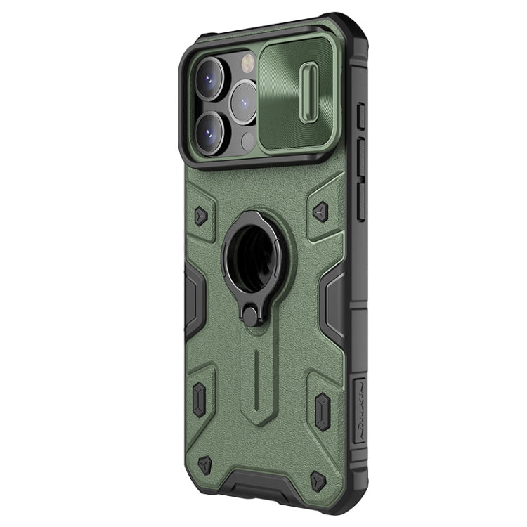 For iPhone 15 Pro Max NILLKIN Shockproof CamShield Armor Protective Case with Invisible Ring Holder(Green)