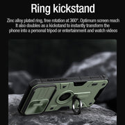For iPhone 15 Pro Max NILLKIN Shockproof CamShield Armor Protective Case with Invisible Ring Holder(Green)