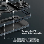 For iPhone 15 Pro Max NILLKIN Shockproof CamShield Armor Protective Case with Invisible Ring Holder(Green)