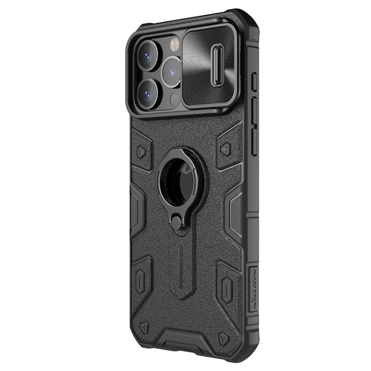For iPhone 15 Pro NILLKIN Shockproof CamShield Armor Protective Case with Invisible Ring Holder(Black)