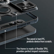 For iPhone 15 Pro NILLKIN Shockproof CamShield Armor Protective Case with Invisible Ring Holder(Black)