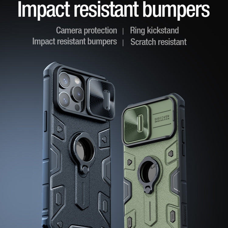 For iPhone 15 Pro NILLKIN Shockproof CamShield Armor Protective Case with Invisible Ring Holder(Black)