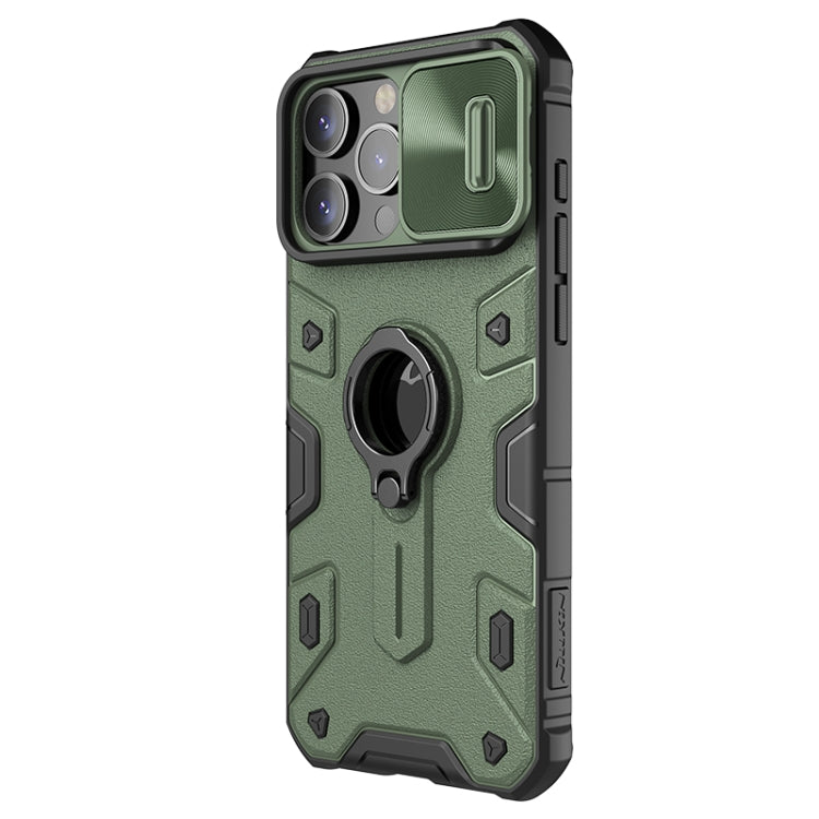 For iPhone 15 Pro NILLKIN Shockproof CamShield Armor Protective Case with Invisible Ring Holder(Green)