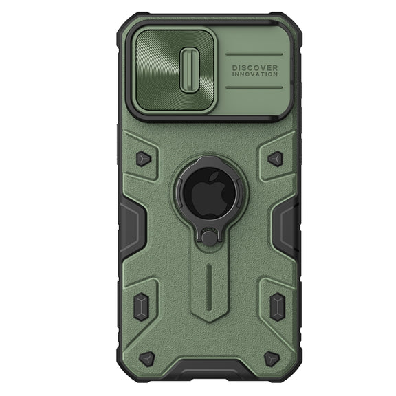 For iPhone 15 Pro NILLKIN Shockproof CamShield Armor Protective Case with Invisible Ring Holder(Green)