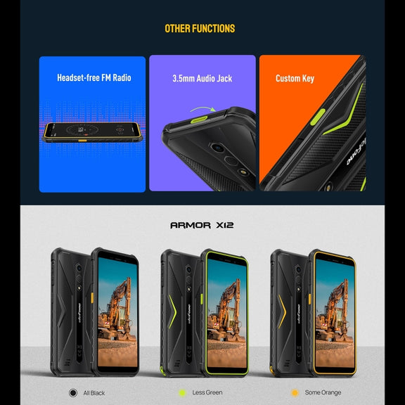 Ulefone Armor X12, 3GB+32GB, Rugged Phone, Face Unlock, 5.45 inch Android 13 Go MediaTek Helio A22 Quad Core, Network: 4G, NFC(Some Orange)
