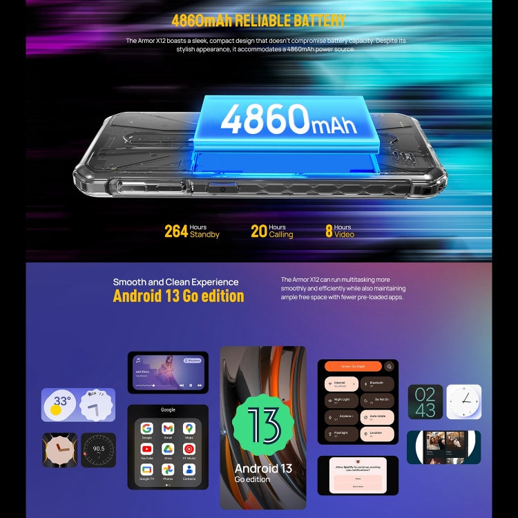 Ulefone Armor X12, 3GB+32GB, Rugged Phone, Face Unlock, 5.45 inch Android 13 Go MediaTek Helio A22 Quad Core, Network: 4G, NFC(Some Orange)