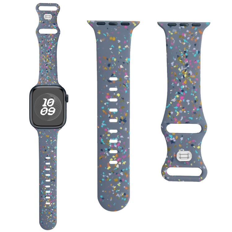 For Apple Watch 38mm Floral Silicone Watch Band(Grey)